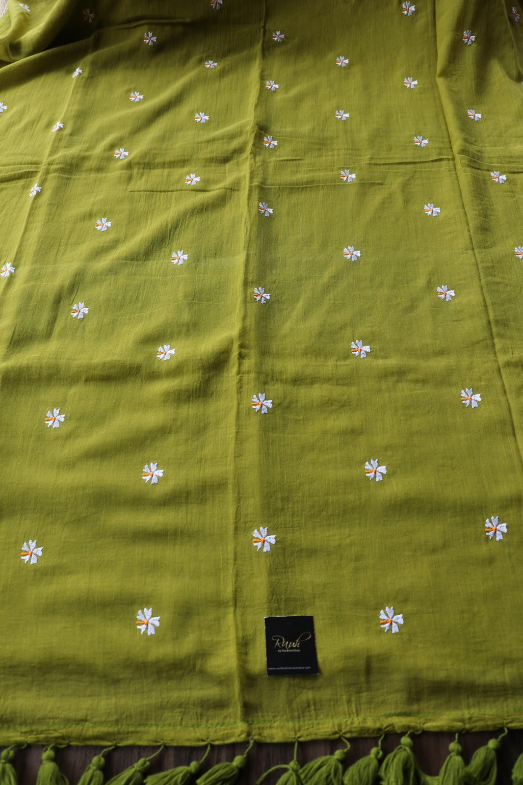 GREEN MULMUL PARIJAT EMBROIDERY-TBS26MPE
