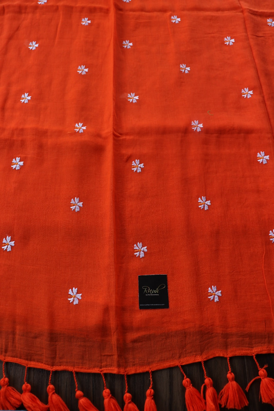 ORANGE MULMUL PARIJAT EMBROIDERY-TBS26MPE