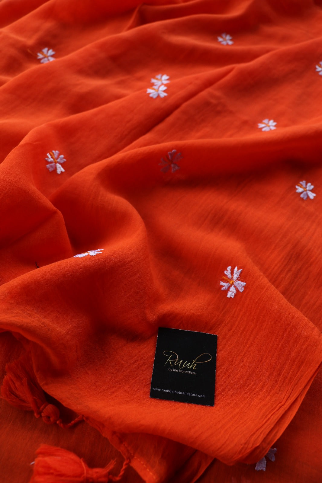 ORANGE MULMUL PARIJAT EMBROIDERY-TBS26MPE