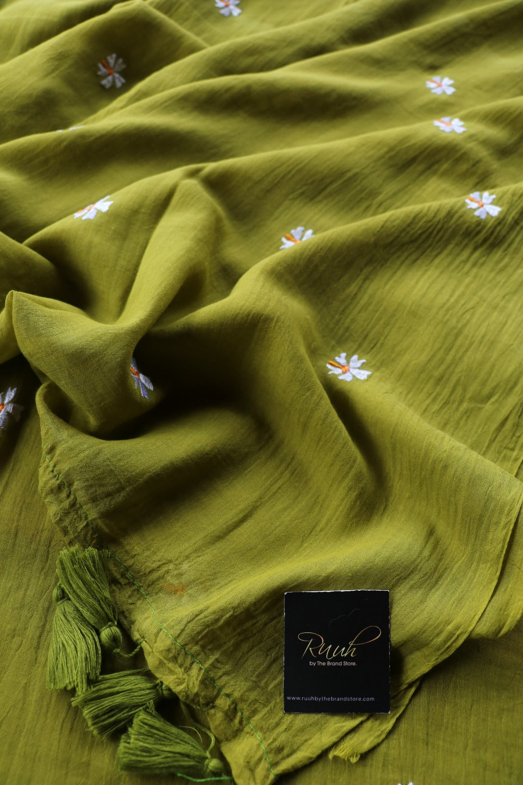 GREEN MULMUL PARIJAT EMBROIDERY-TBS26MPE