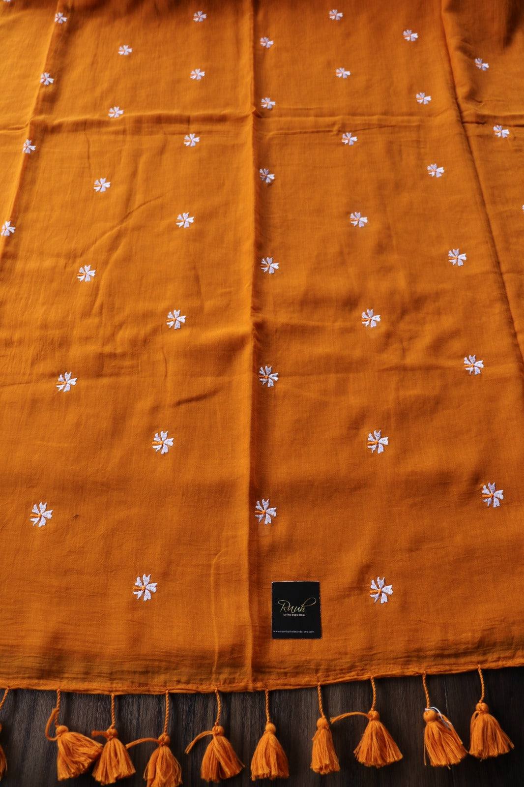 MUSTARD YELLOW MULMUL PARIJAT EMBROIDERY-TBS26MPE
