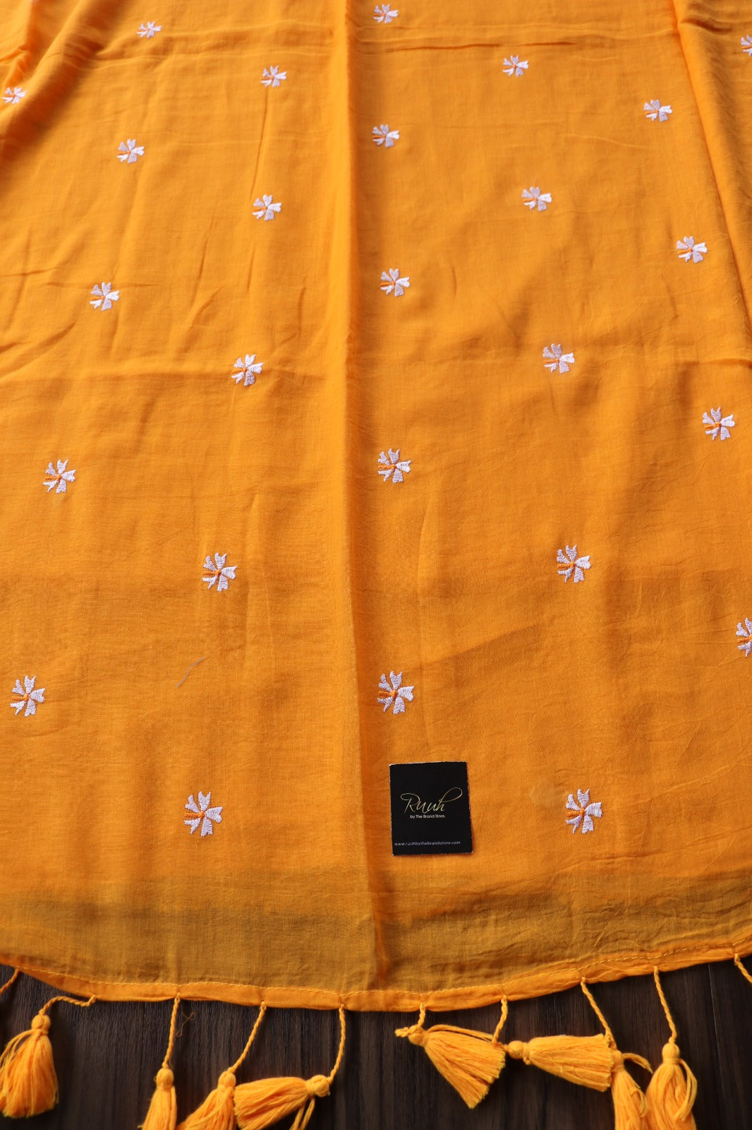 YELLOW  MULMUL PARIJAT EMBROIDERY-TBS26MPE