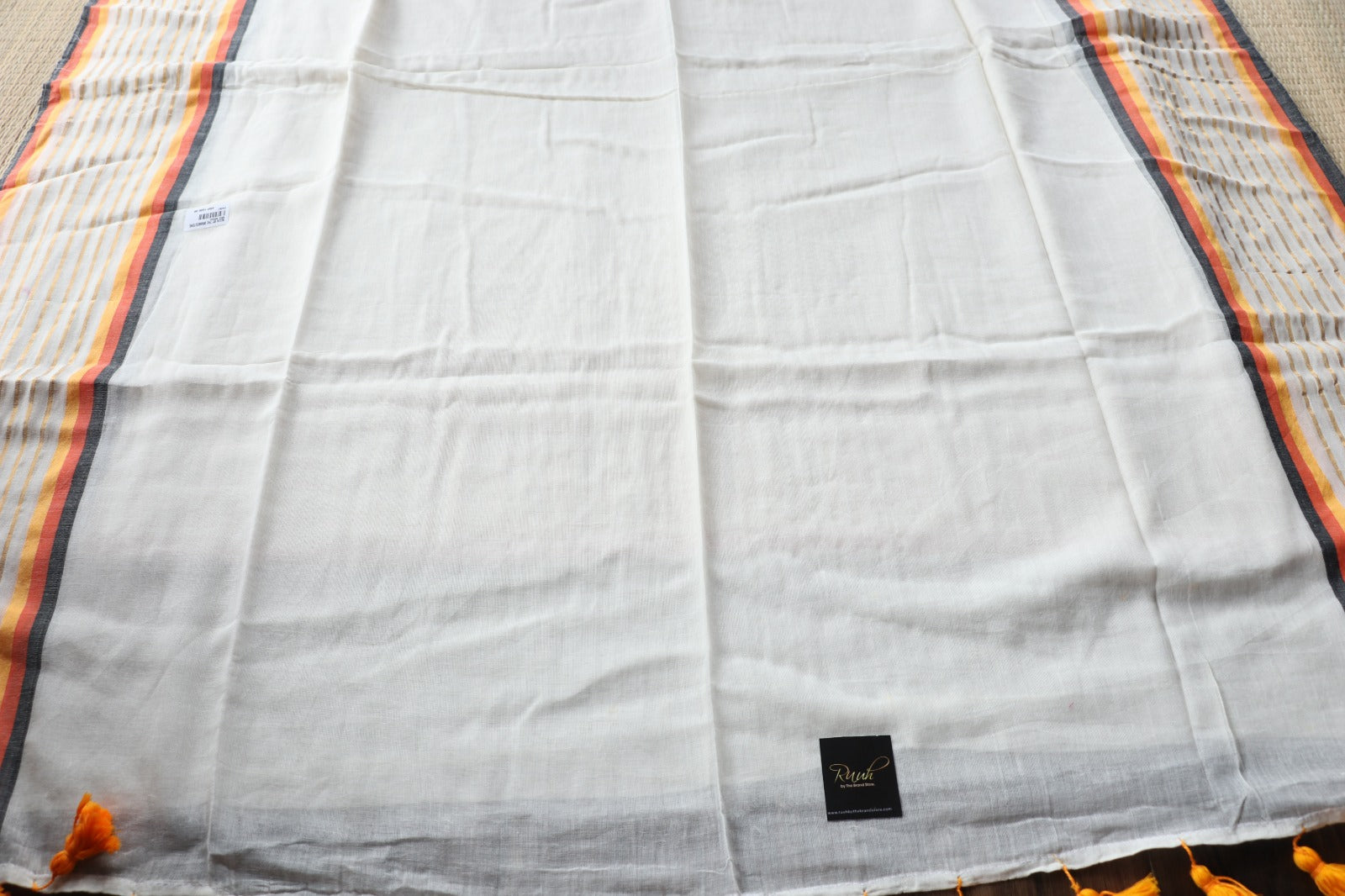 MULMUL COTTON SAREE WITH ZARI & COLOUR BORDER