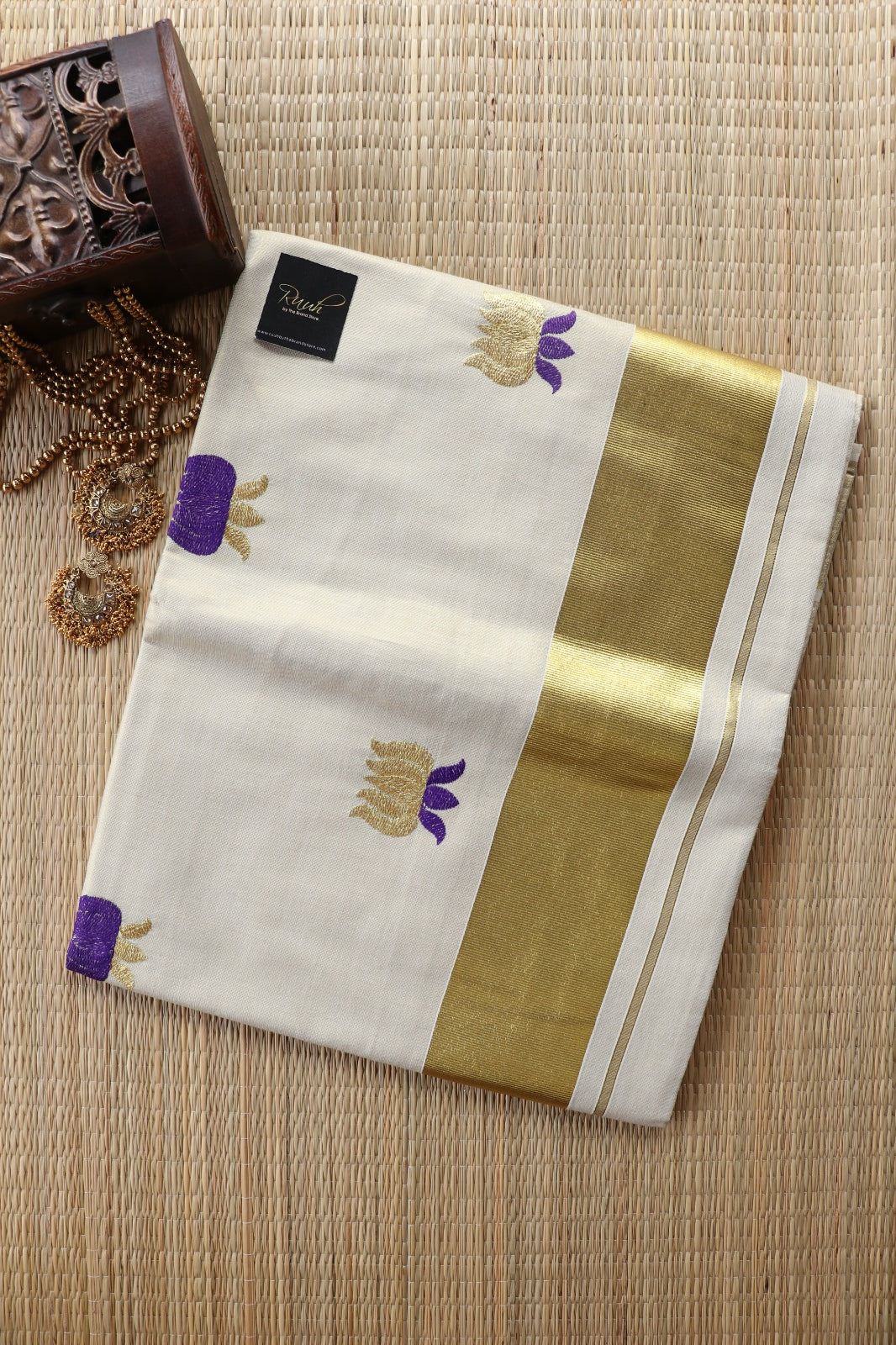 LOTUS EMBROIDERY - PURPLE & GOLD