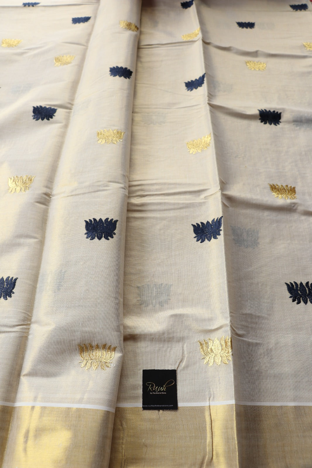 LOTUS EMBROIDERY - BLUE & GOLD