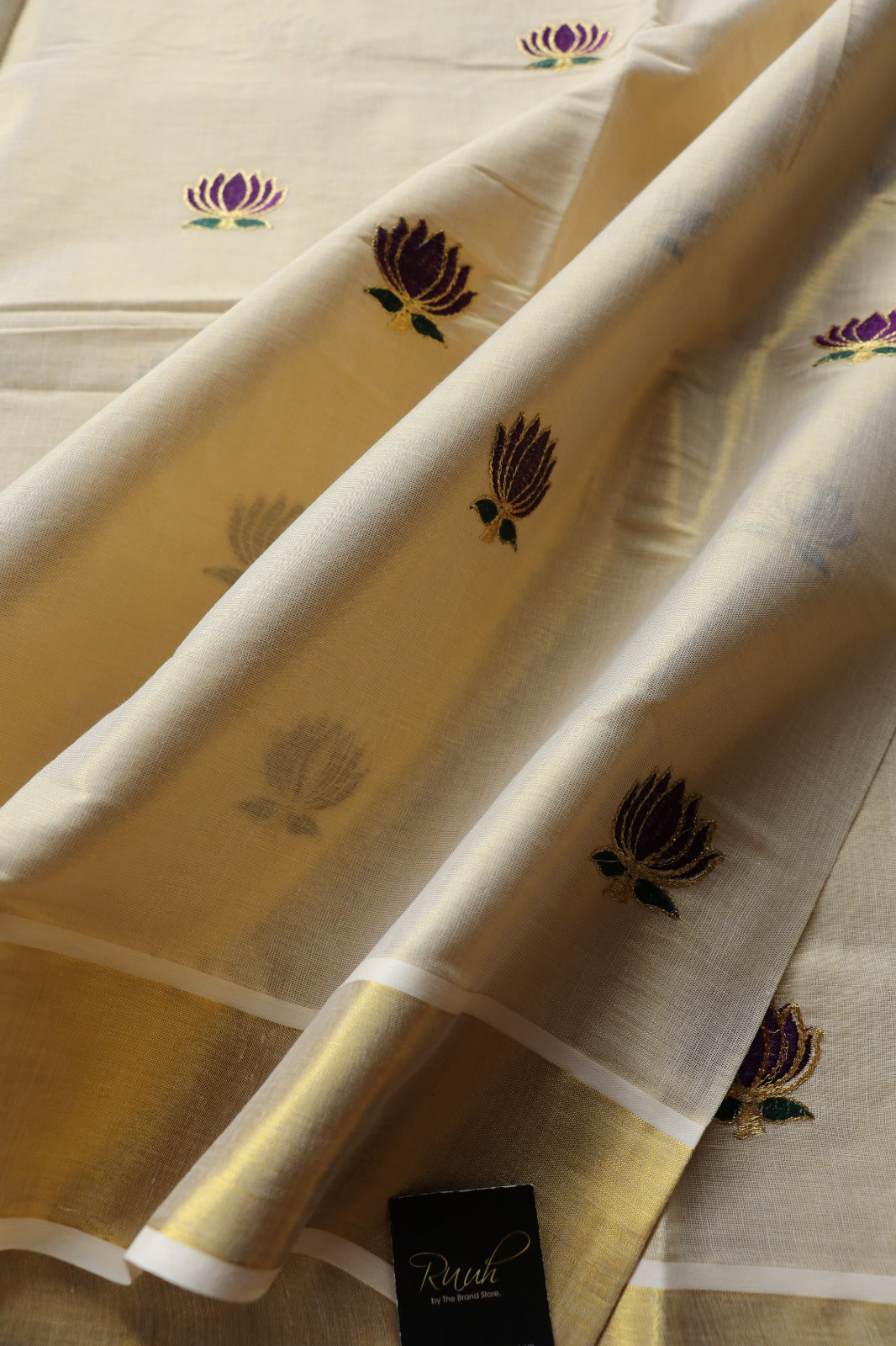 LOTUS EMBROIDERY- PURPLE & GOLD