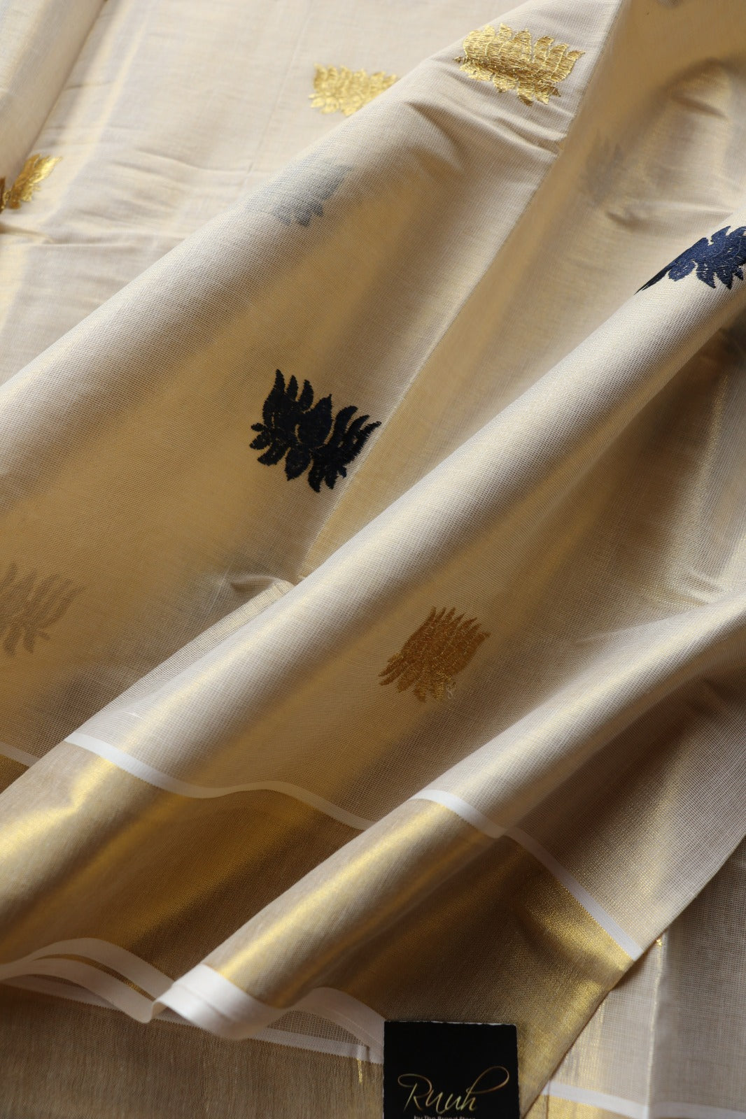 LOTUS EMBROIDERY - BLUE & GOLD