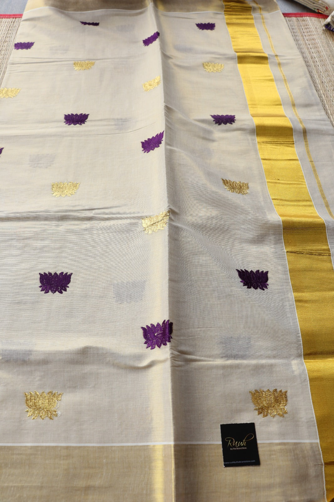 LOTUS EMBROIDERY - PURPLE & GOLD