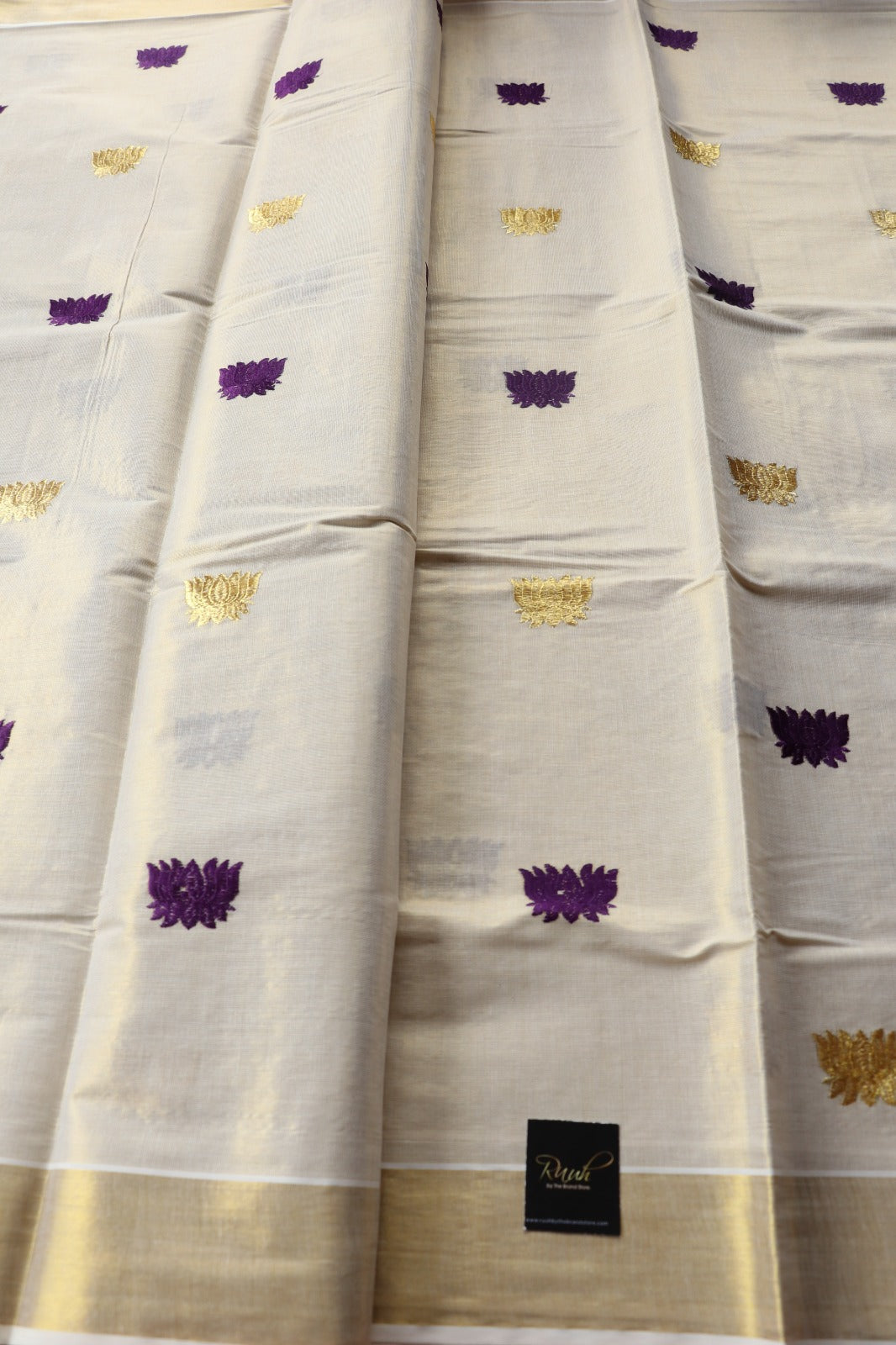 LOTUS EMBROIDERY - PURPLE & GOLD