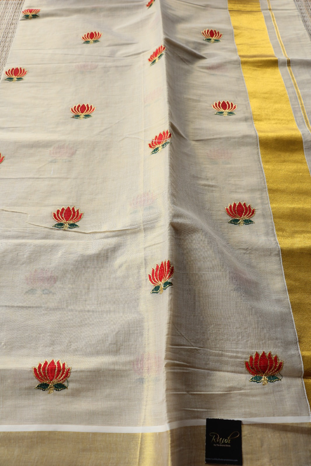LOTUS EMBROIDERY - RED & GOLD