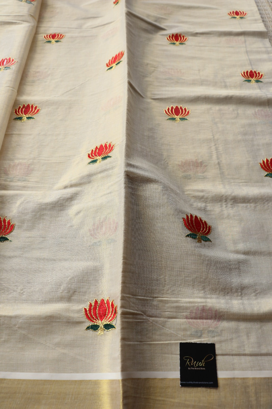 LOTUS EMBROIDERY - RED & GOLD