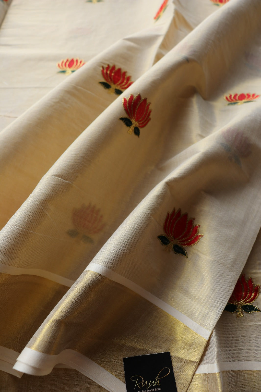 LOTUS EMBROIDERY - RED & GOLD