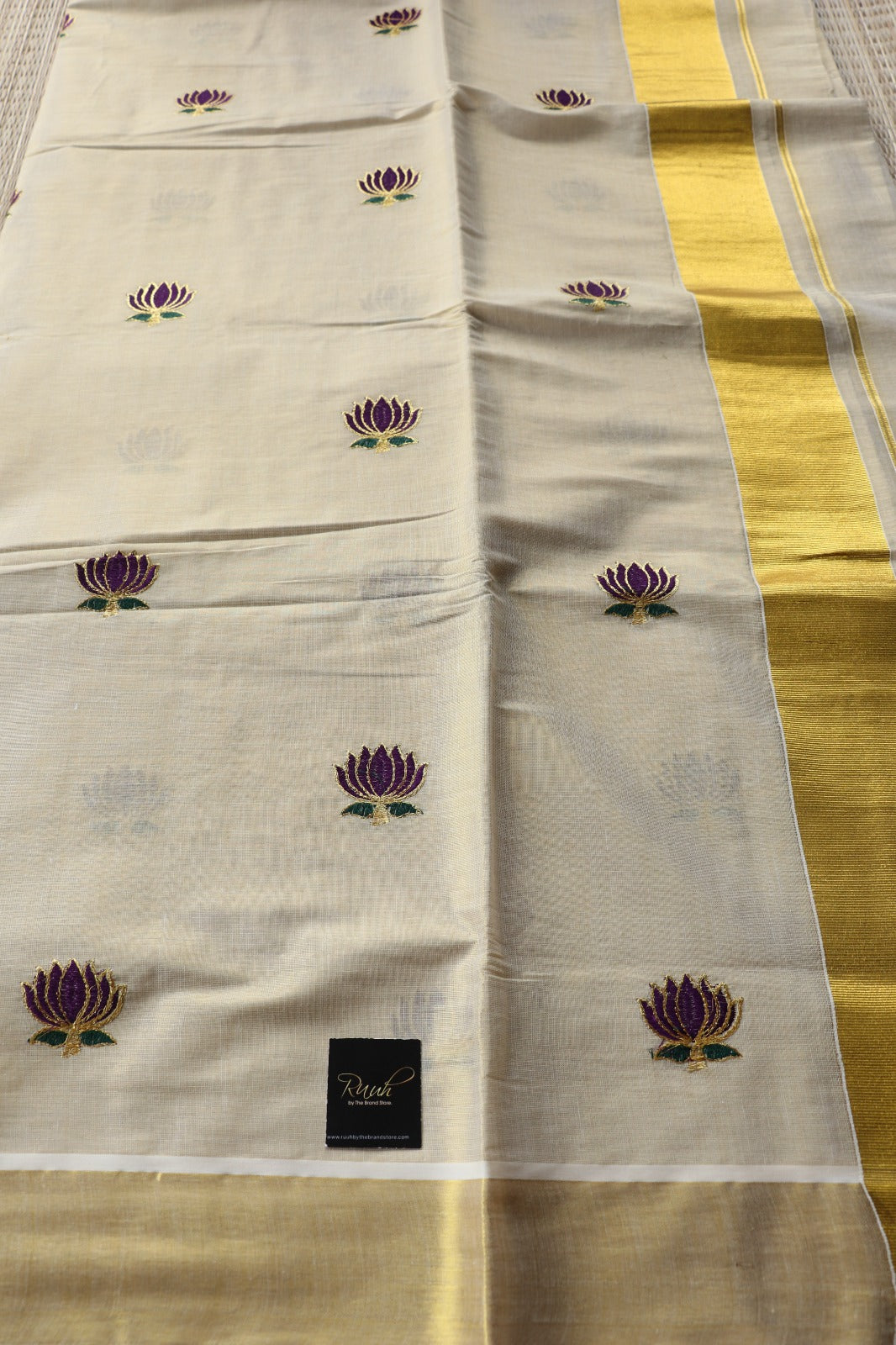 LOTUS EMBROIDERY- PURPLE & GOLD