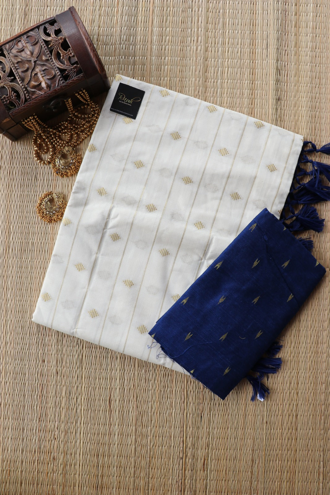 DESIGNER SAREE - BLUE TASSLE