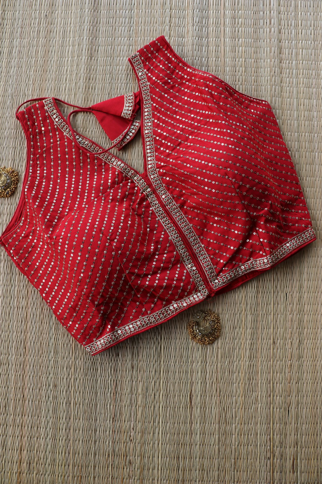 RED V NECK BLOUSE
