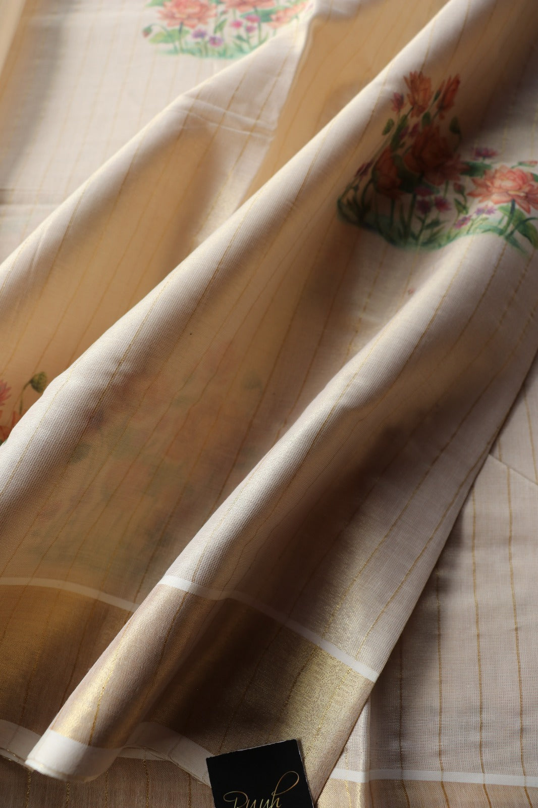 KERALA STRIPE TISSUE WITH FLORAL PRINT