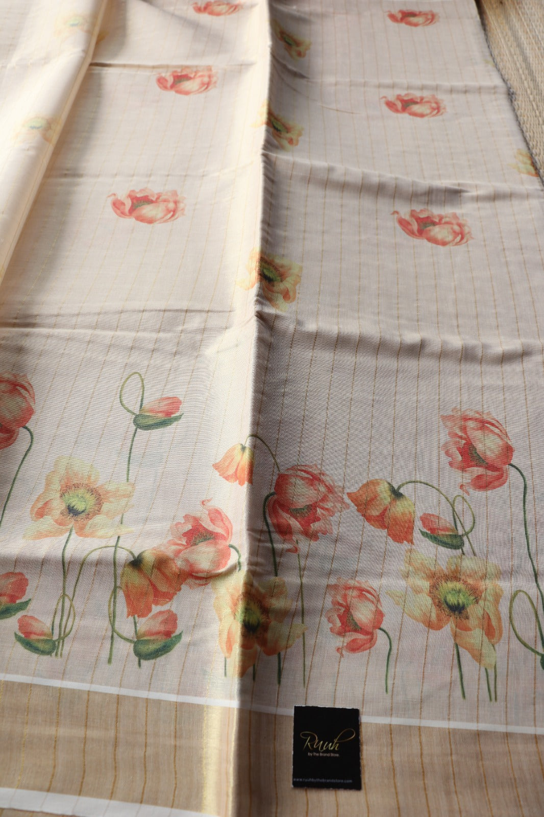 KERALA STRIPE TISSUE WITH FLORAL PRINT