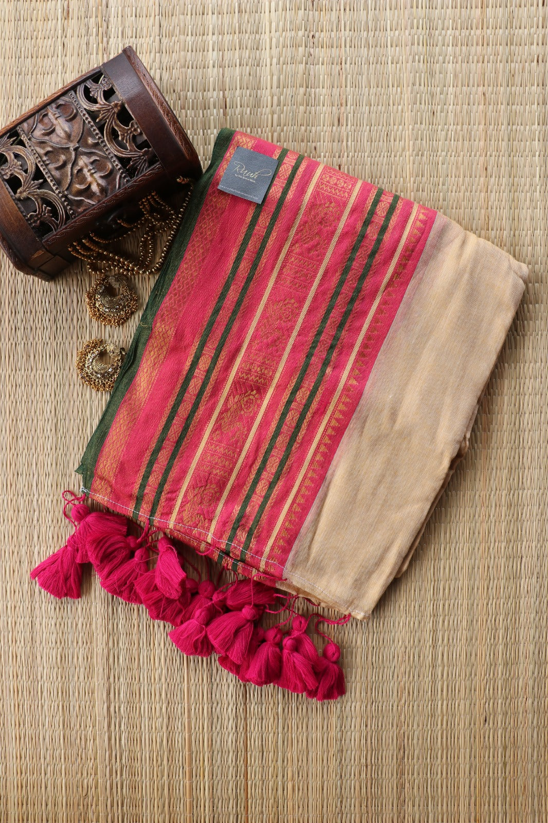 MULMUL COTTON SAREE WITH KANCHI BORDER