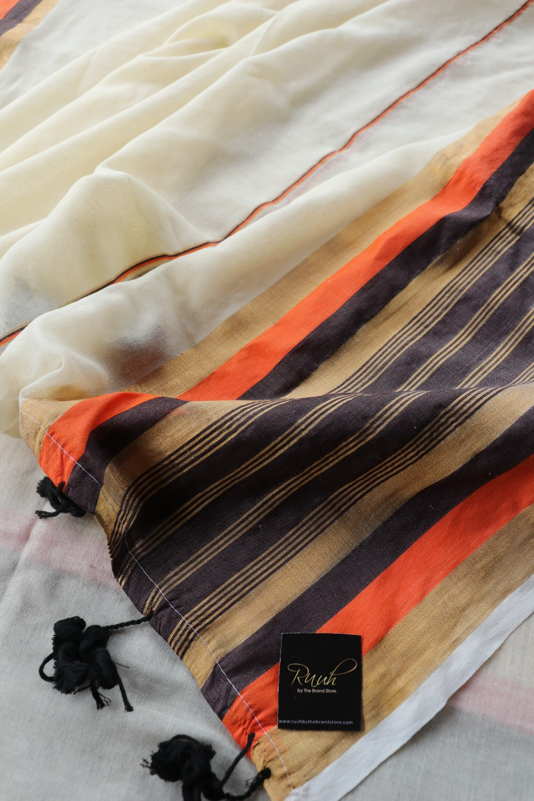 MULMUL SAREE WITH BLACK GOLD BORDER- TBS26BG