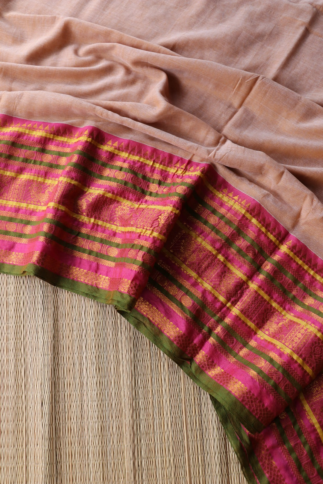 MULMUL COTTON SAREE WITH KANCHI BORDER