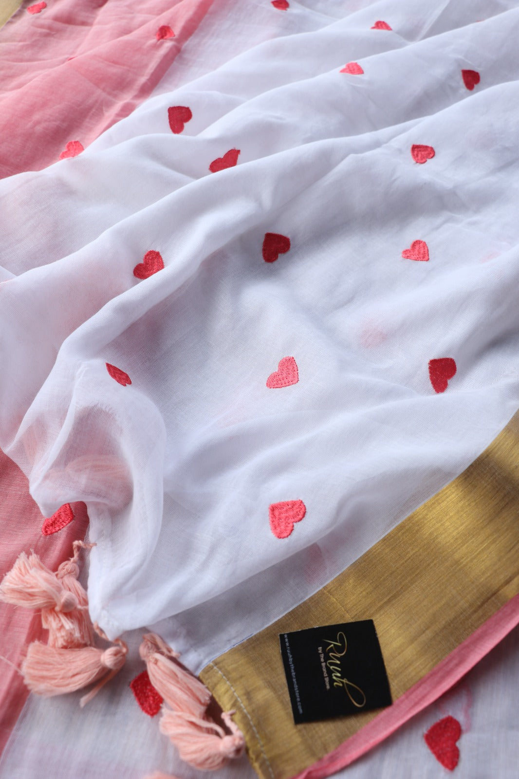 MULMUL HEART YELLOW WHITE - TBS26HED