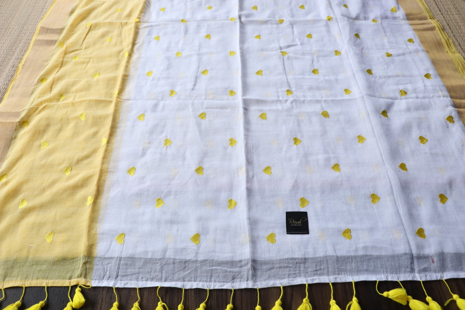 MULMUL HEART YELLOW WHITE - TBS26HYW