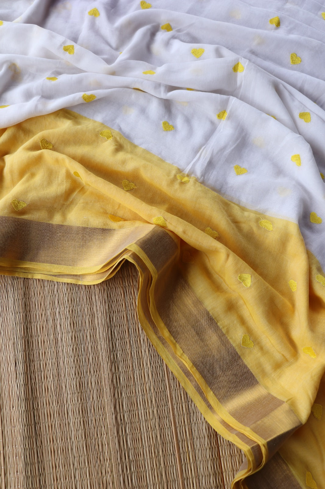 MULMUL HEART YELLOW WHITE - TBS26HYW