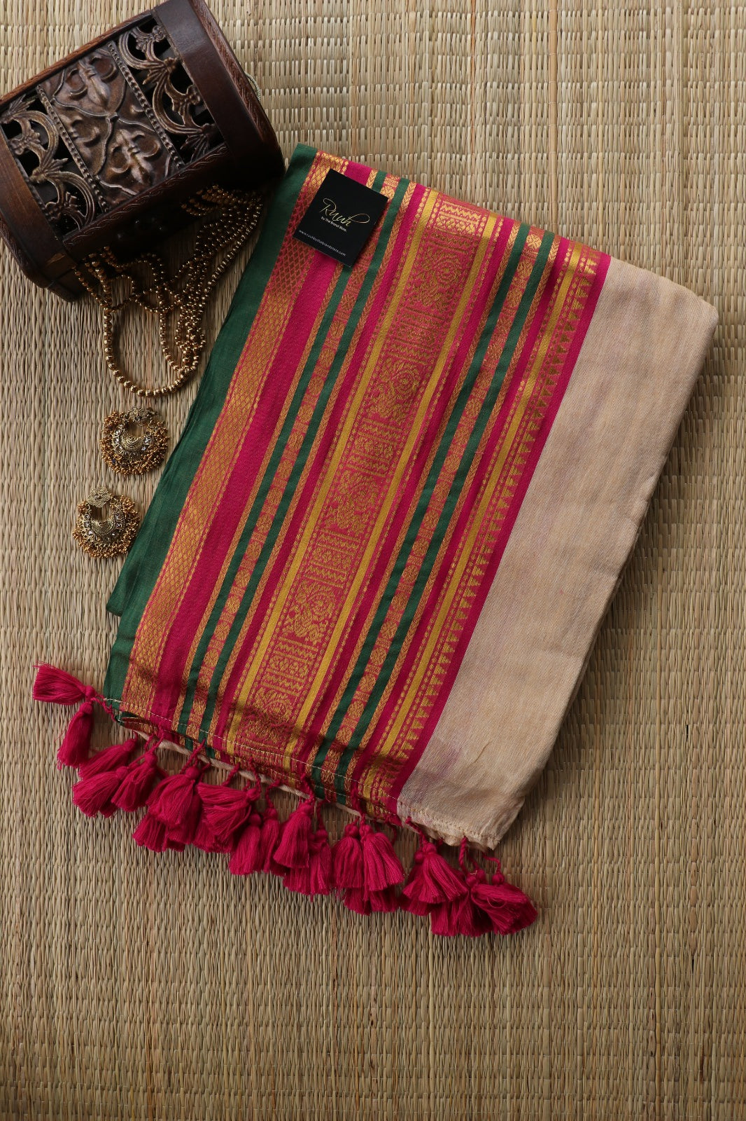 MULMUL COTTON SAREE WITH KANCHI BORDER - TBS26MKB