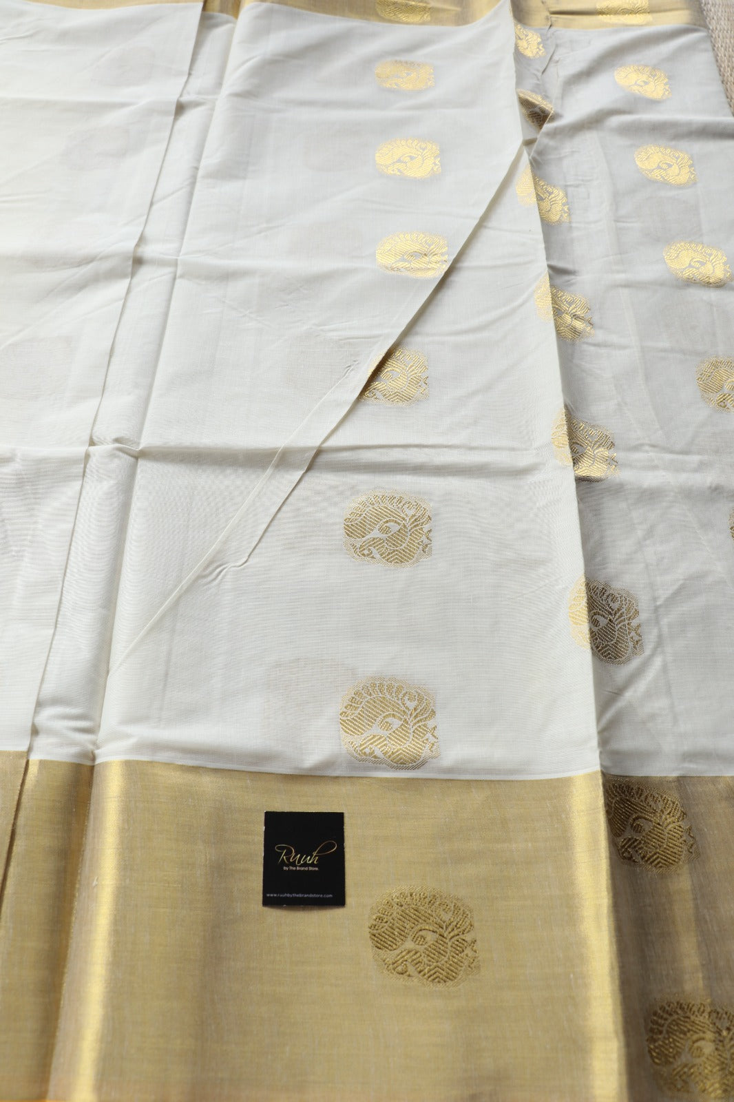 PEACOCK WOVEN KERALA COTTON SAREE- TBS26PWS