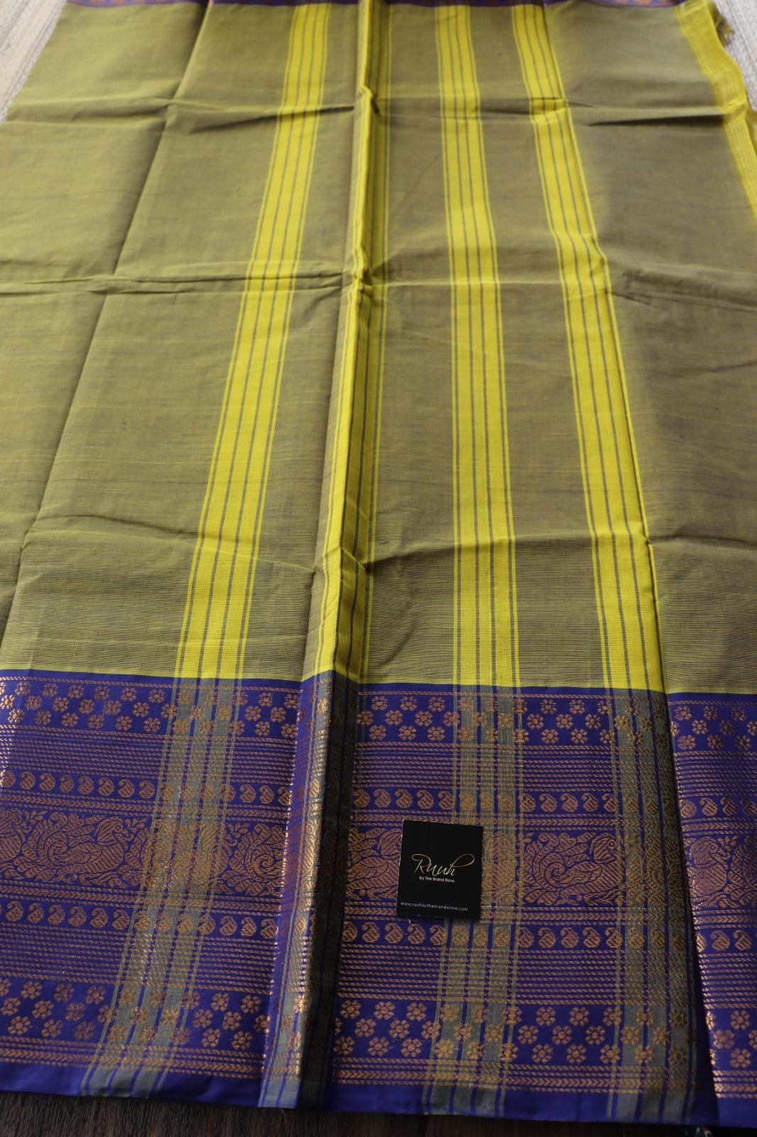 KANCHI COTTON SAREE - GREENISH