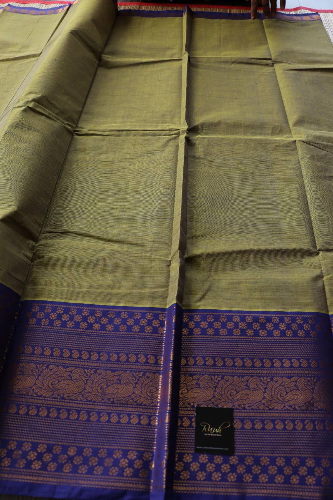 KANCHI COTTON SAREE - GREENISH