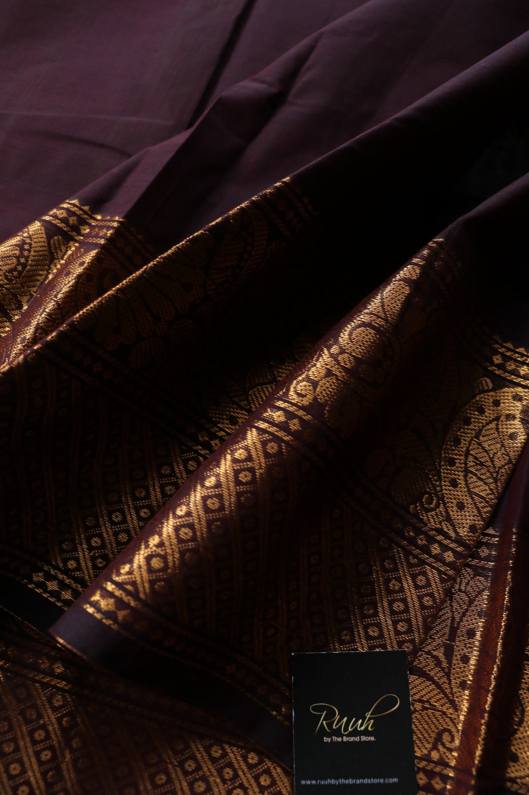 KANCHI COTTON SAREE - COFFEE BROWN