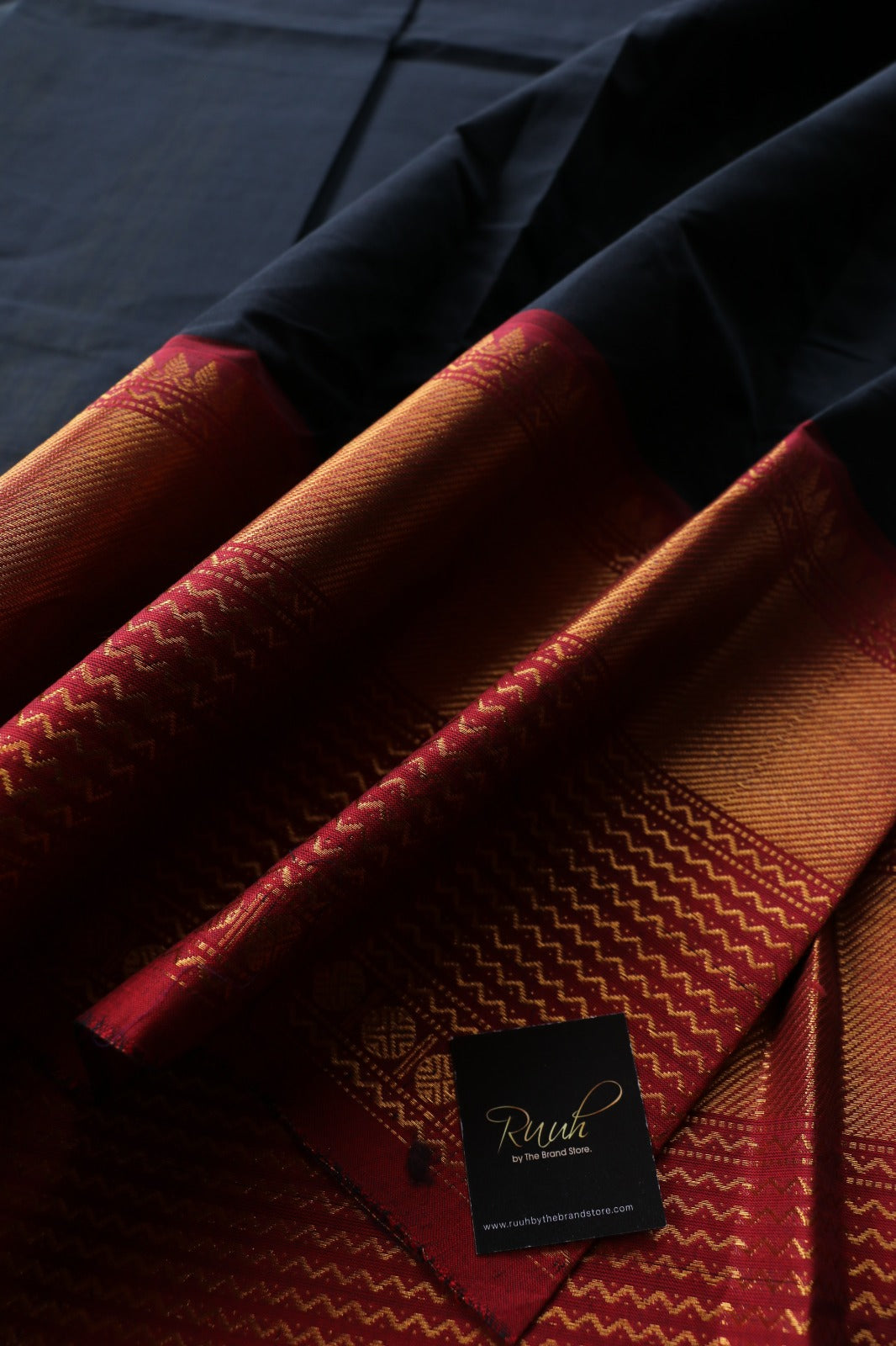 KANCHI COTTON SAREE - BLACK