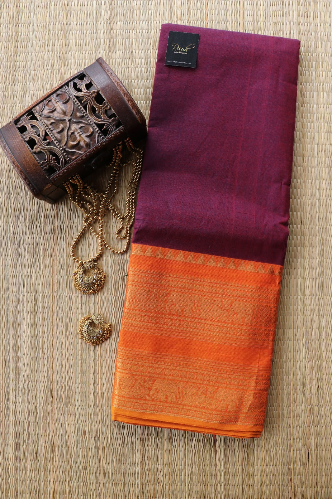 KANCHI COTTON SAREE - MAROONISH