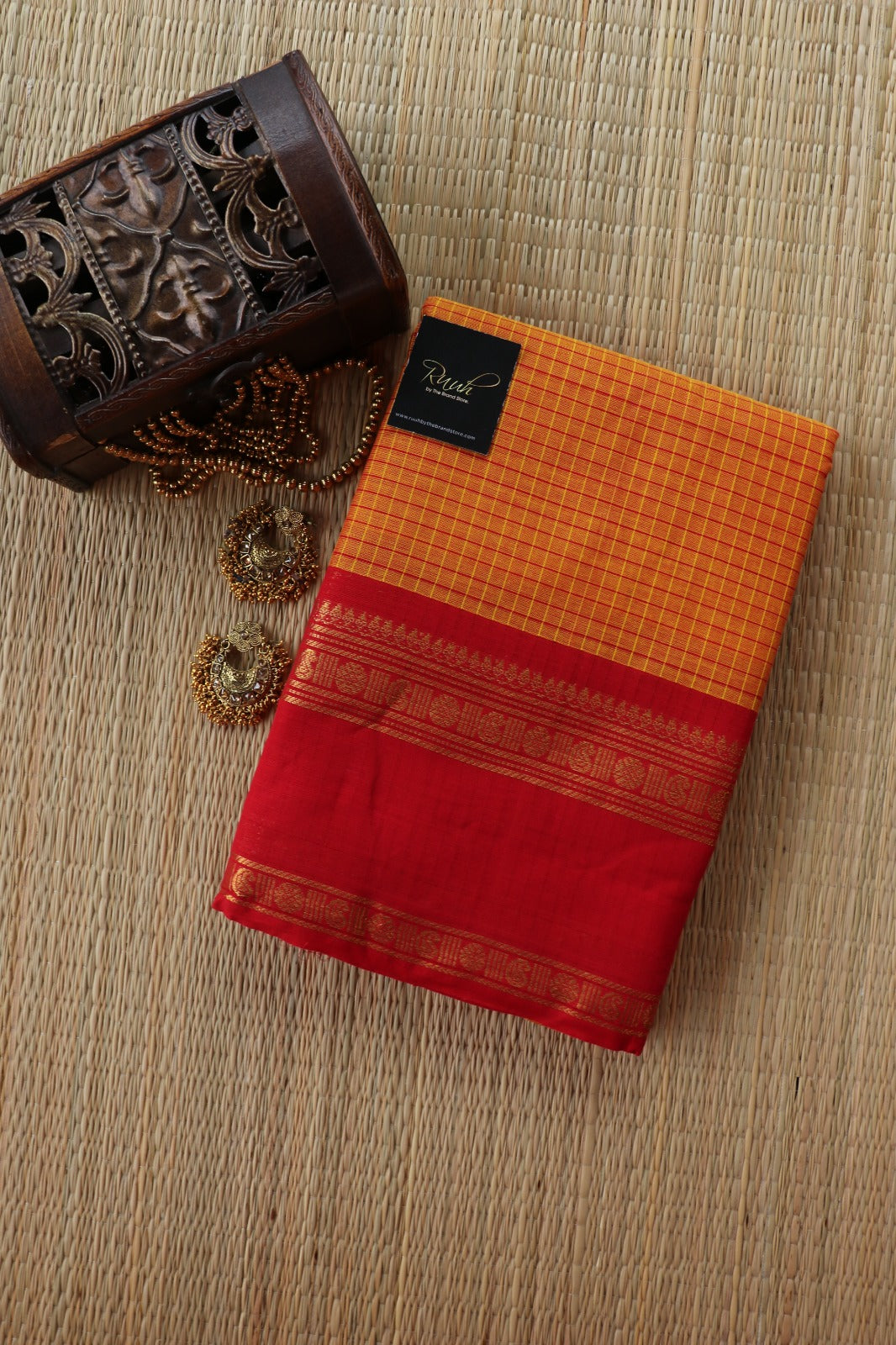 KANCHI COTTON YELLOW RED COMBINATION