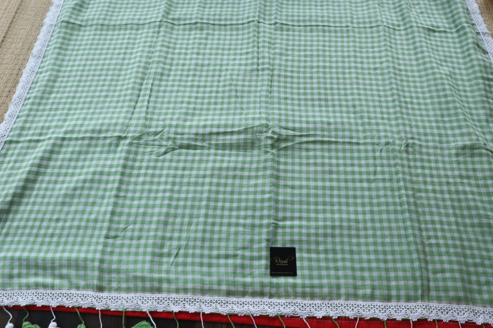 MUL COTTON CHECKS WITH LACE - LIGHT PISTA