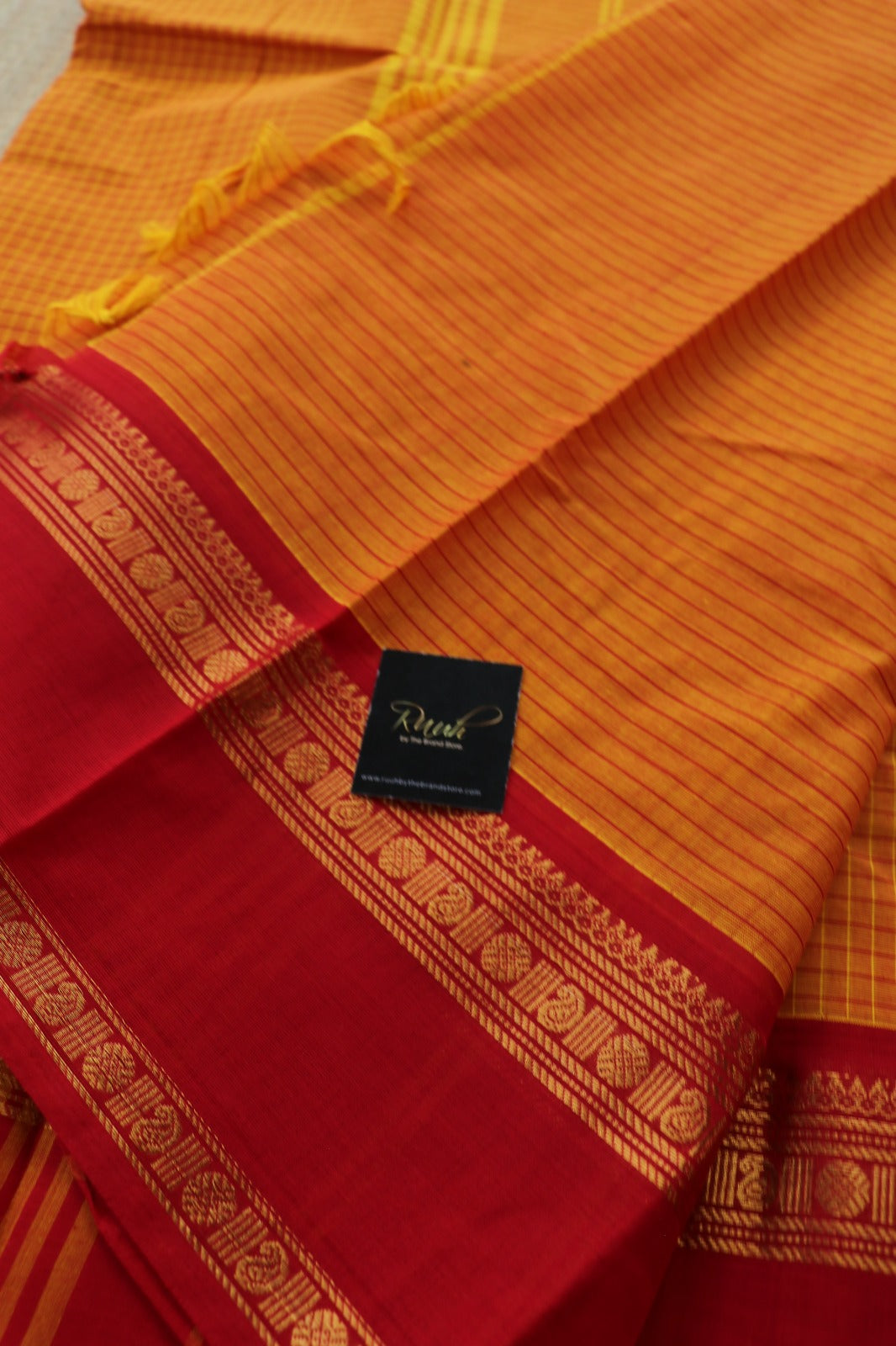 KANCHI COTTON YELLOW RED COMBINATION