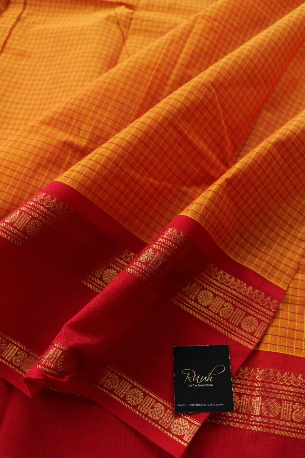 KANCHI COTTON YELLOW RED COMBINATION