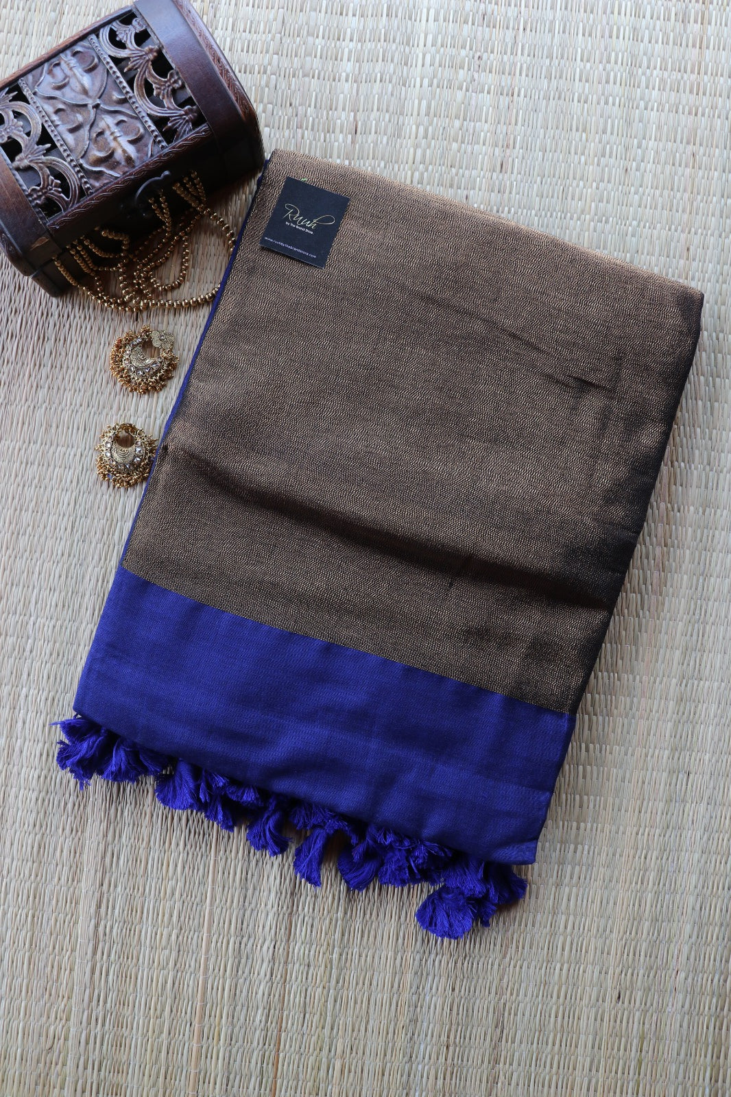 HANDLOOM COTTON SAREE - ROYAL BLUE TBS26PC