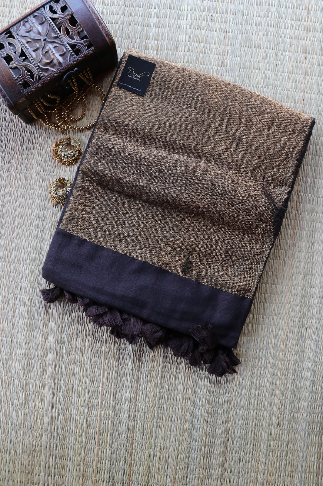 HANDLOOM COTTON SAREE - DARK COFFEE -TBS26PC