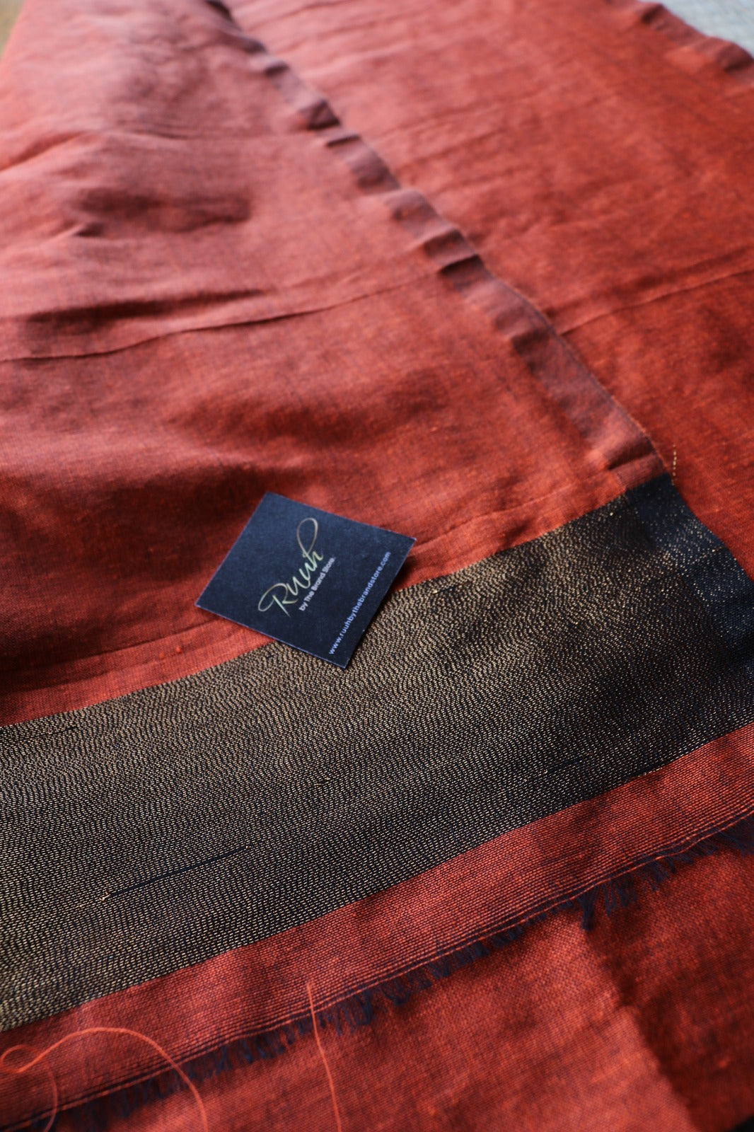 HANDLOOM COTTON SAREE - RUST ORANGE TBS26PC