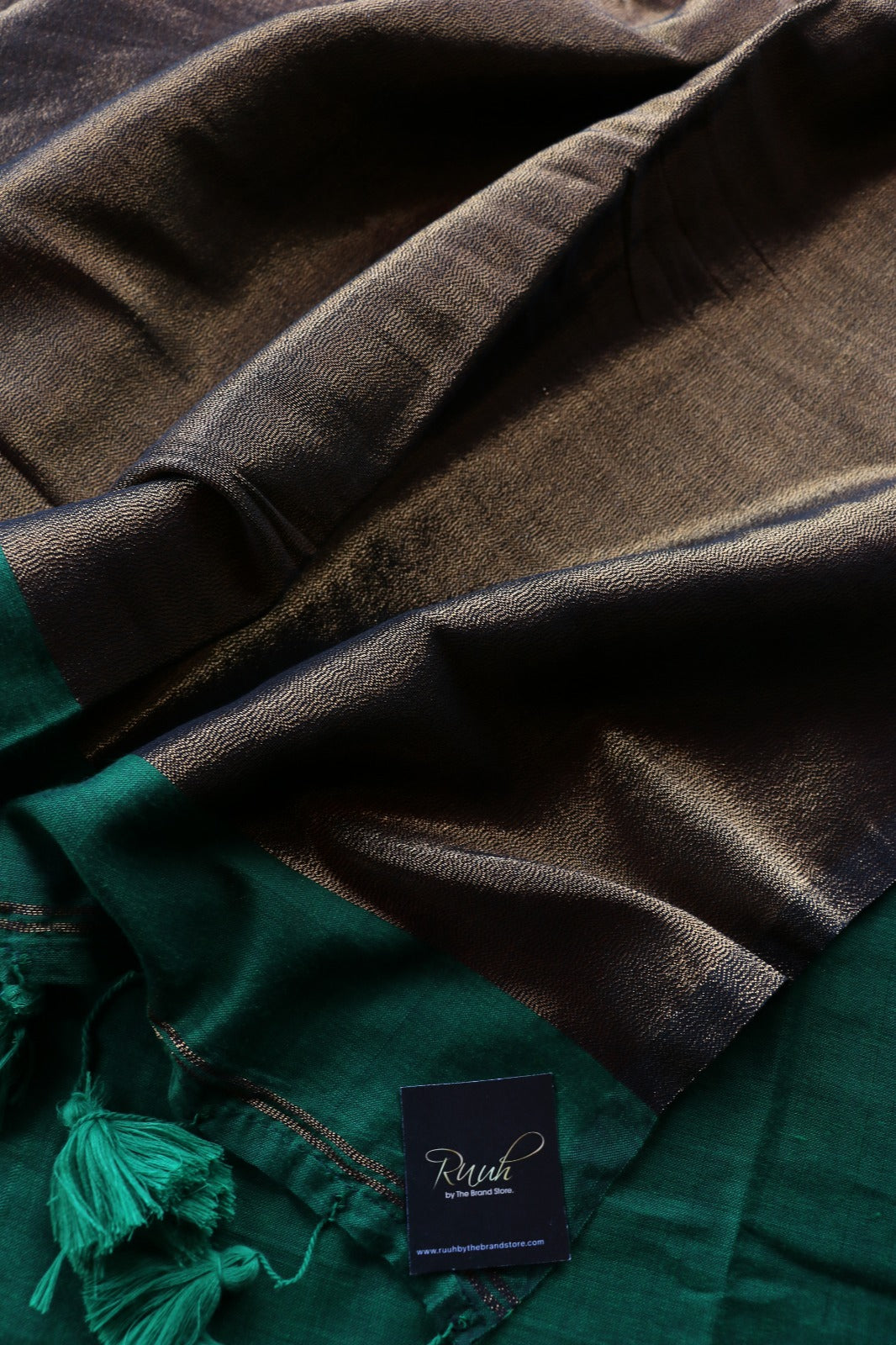HANDLOOM COTTON SAREE - DARK GREEN TBS26PC