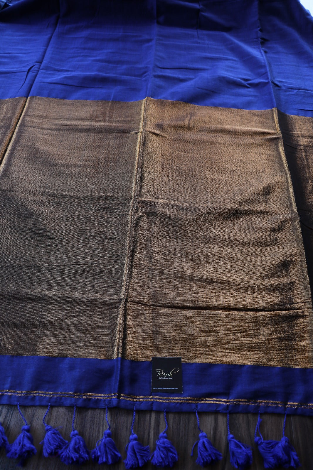 HANDLOOM COTTON SAREE - ROYAL BLUE TBS26PC