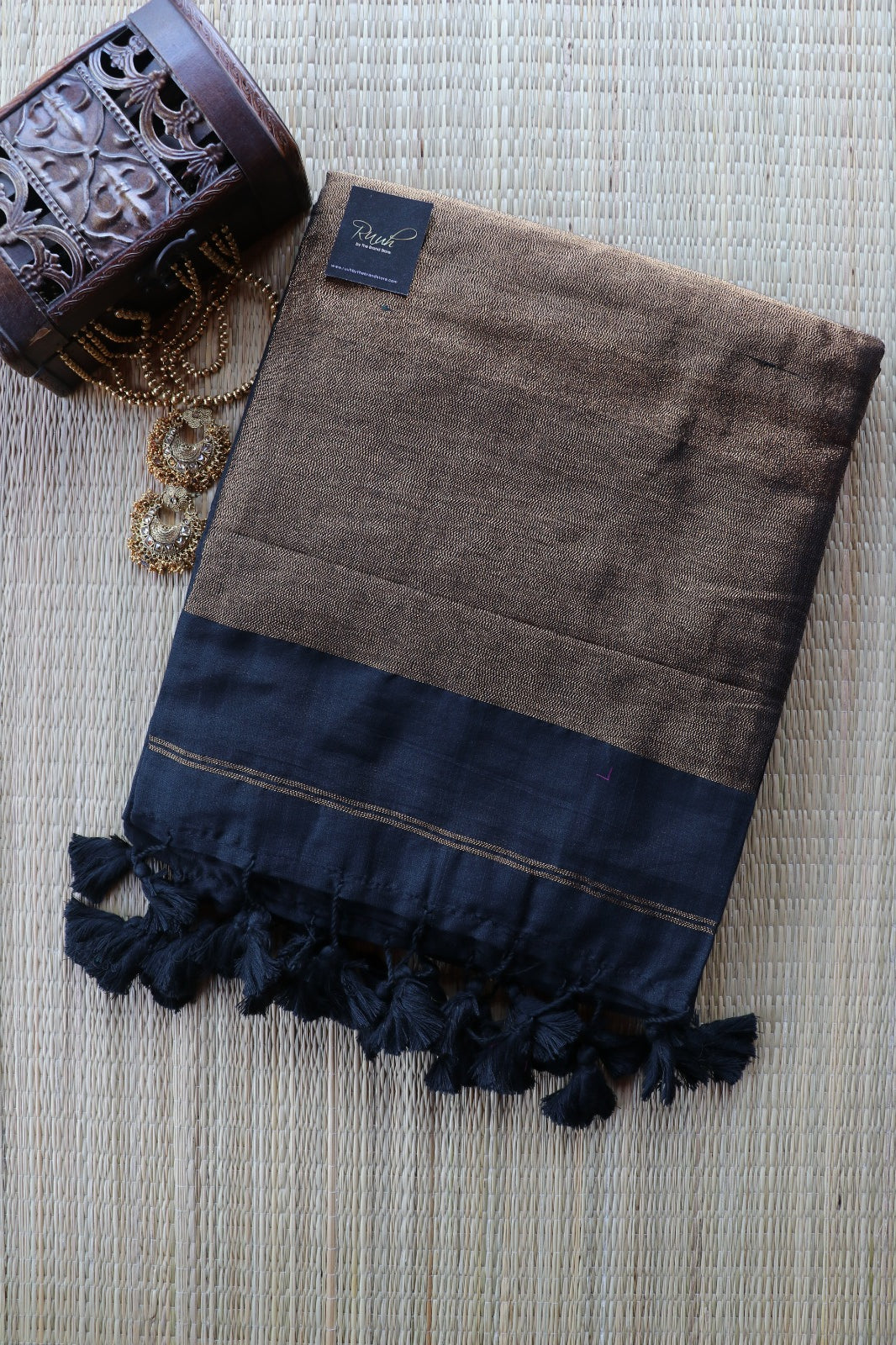 HANDLOOM COTTON SAREE - BLACK TBS26PC