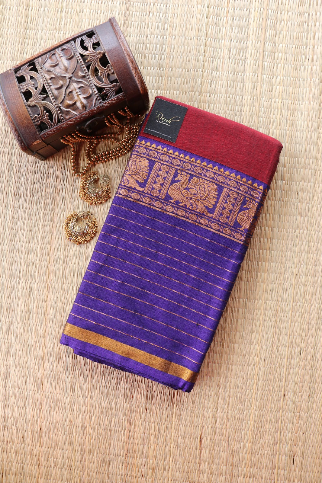 MAROON - DARK BLUE NARAYANPET SAREE