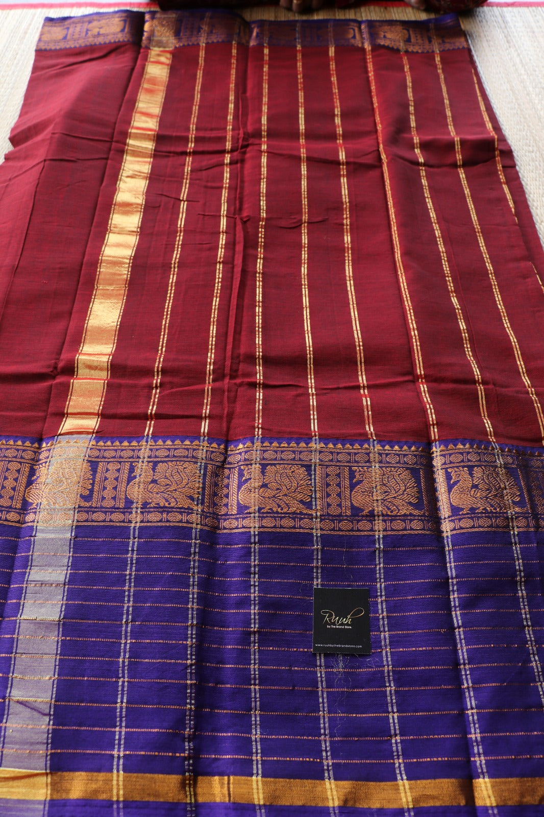 MAROON - DARK BLUE NARAYANPET SAREE