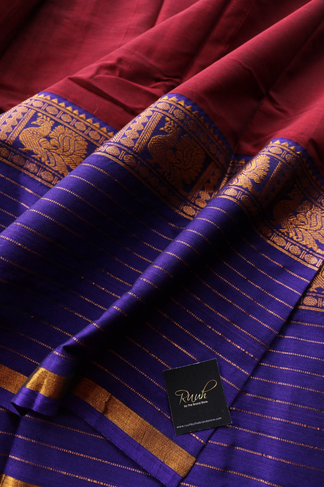 MAROON - DARK BLUE NARAYANPET SAREE