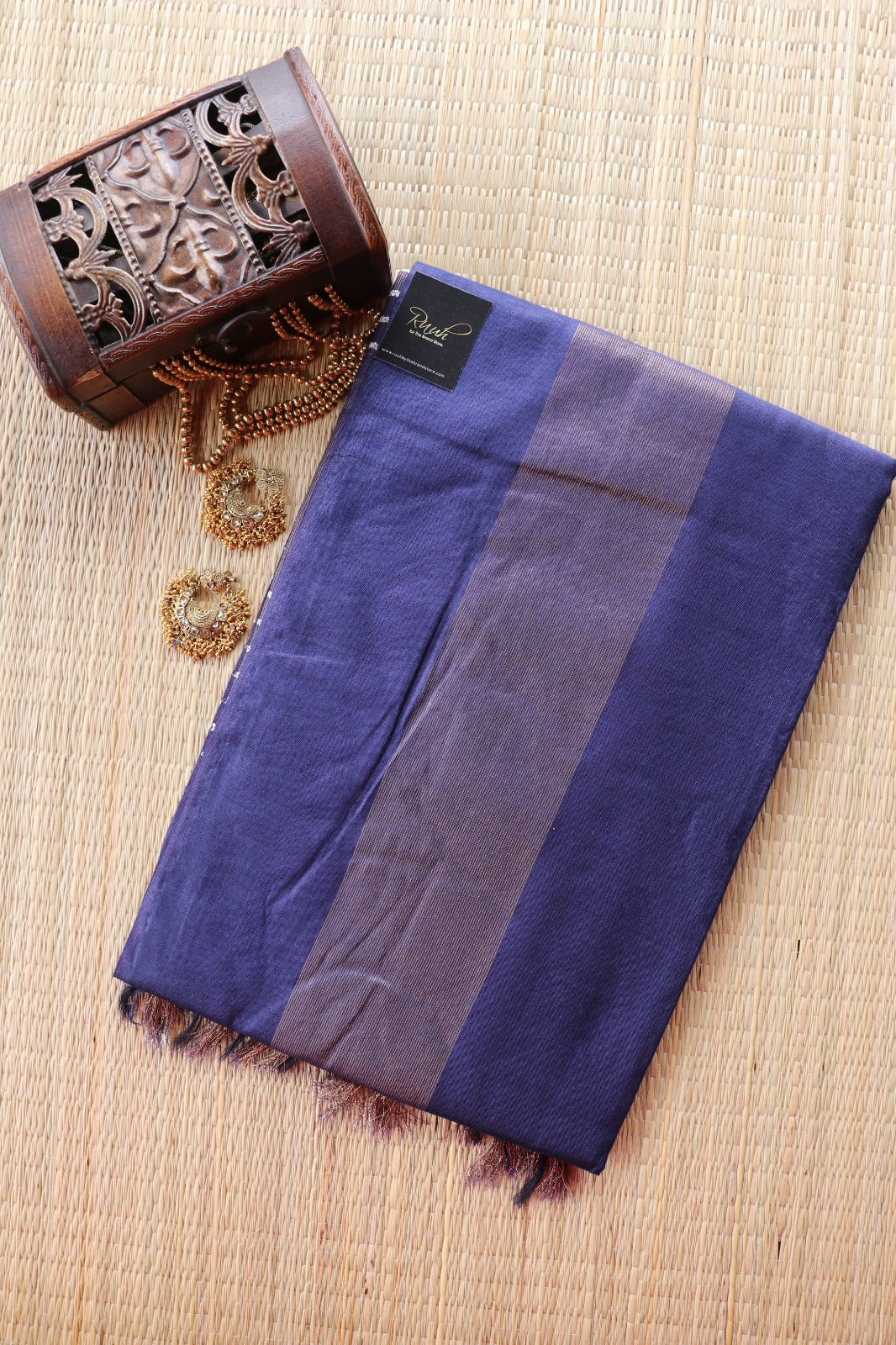 ART SILK SAREE IN STRIPE PATTERN - DARK BLUE