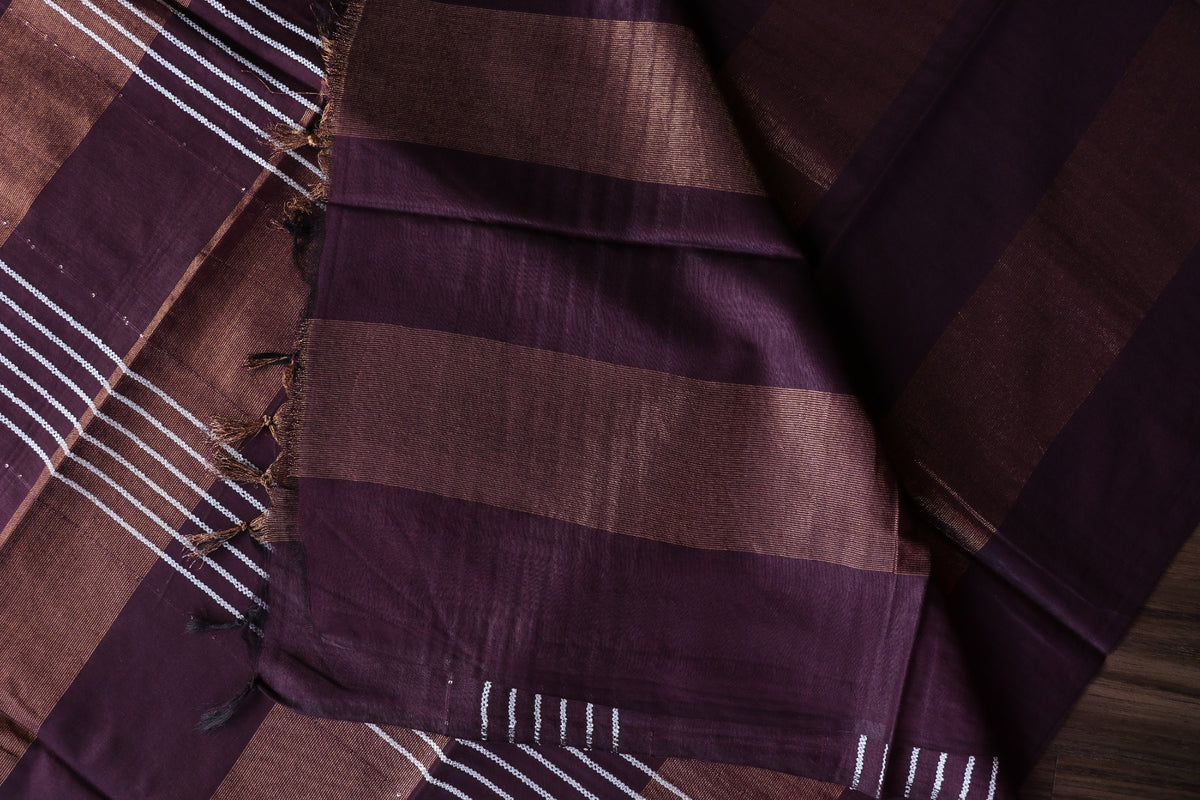 ART SILK SAREE IN STRIPE PATTERN - WINE