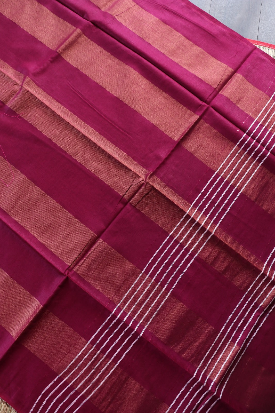 ART SILK SAREE IN STRIPE PATTERN - DEEP PINK